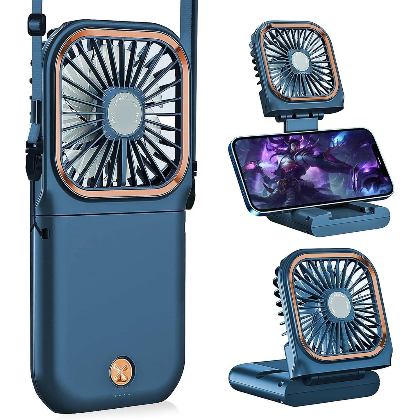 Ventilator Portabil 3 în 1 Maison Elise – De Mână, Gât sau Birou, Pliabil, USB, Suport Telefon, Roz