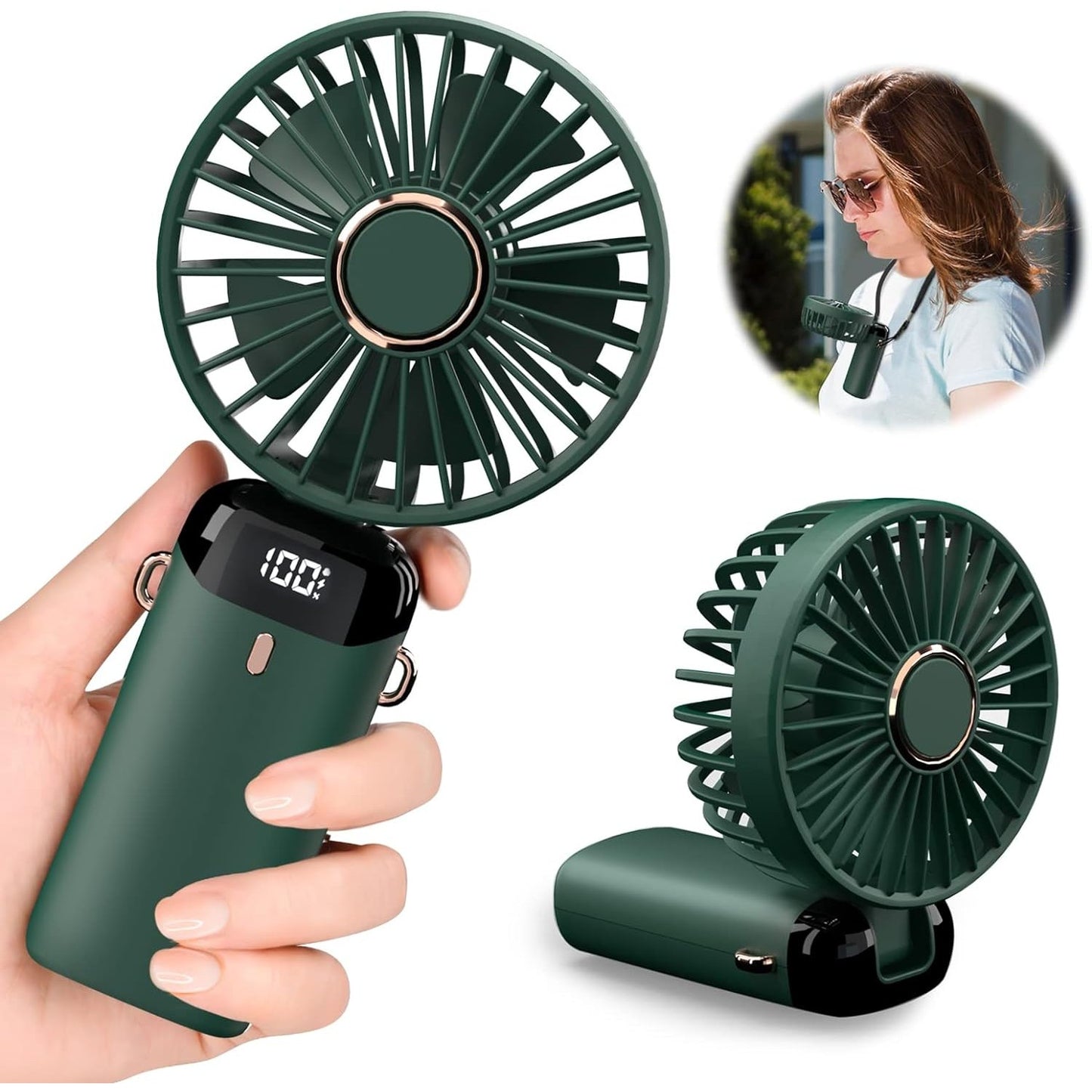 Ventilator Ultra Portabil Maison Elise cu Aromaterapie – 3 în 1, Verde