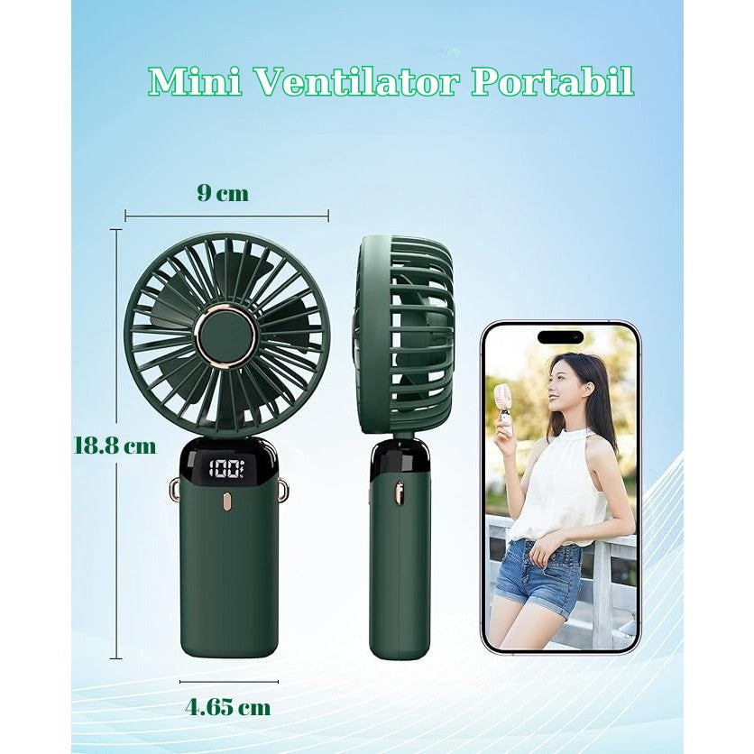 Ventilator Ultra Portabil Maison Elise cu Aromaterapie – 3 în 1, Verde