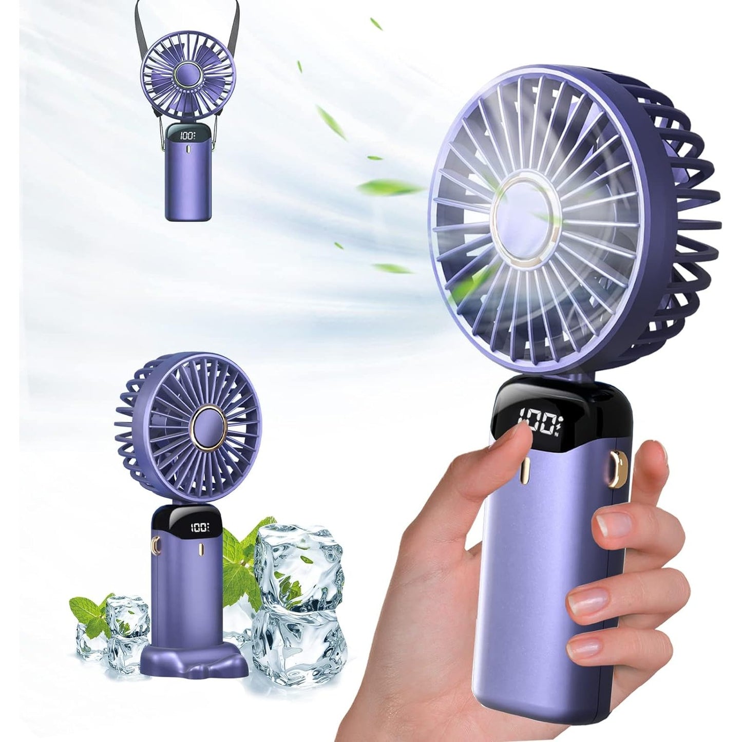 Ventilator Ultra Portabil cu Aromaterapie Flippy – Mov, 3 în 1, Magicul răcoririi oriunde mergi!