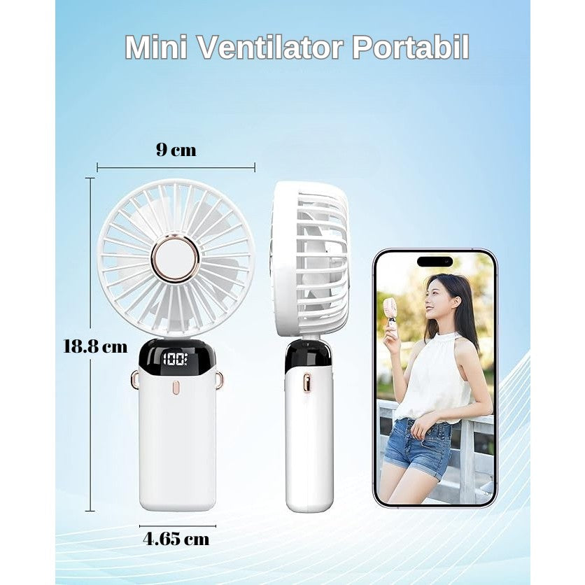 Ventilator Ultra Portabil cu Aromaterapie Maison Elise – 3 în 1, Alb