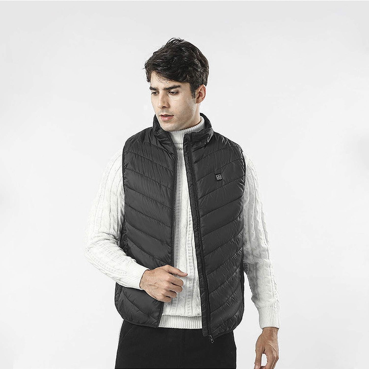 Vestă Unisex Încălzită, 2 zone de încălzire , umplutura din bumbac, 3 trepte de temperatura, Neagră