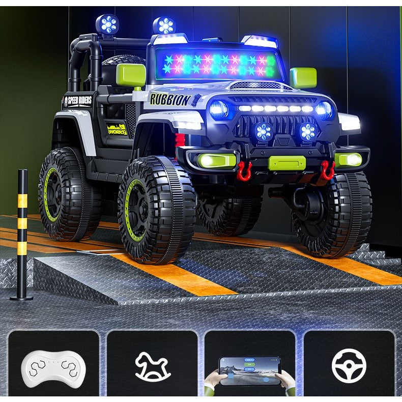 Mașină Electrică pentru Copii 3-9 ani, Off-Road, Conectare Bluetooth, telecomandă, Tracțiune Integrală, Lumina Intermitenta, Baterie 12V 7Ah, 120x63x68cm