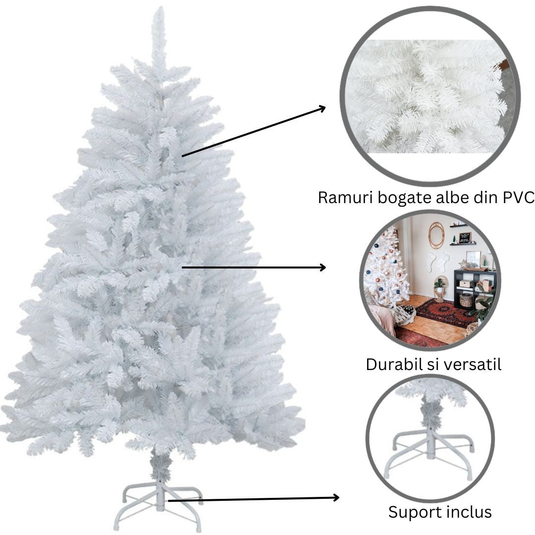 Brad de Craciun artificial cu suport inclus 120 cm, 240 ramuri/varfuri,