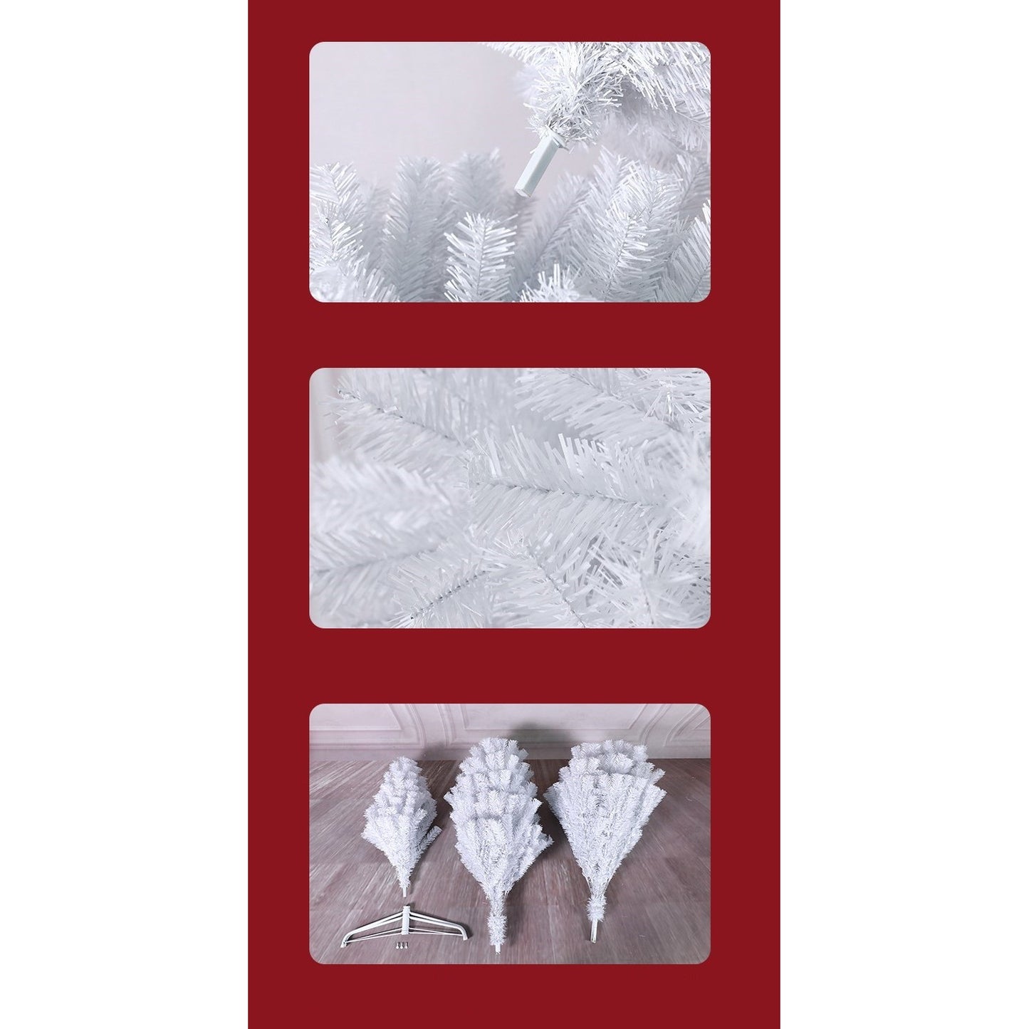Brad de Craciun artificial cu suport inclus, 180 cm, 600 ramuri/varfuri, Alb