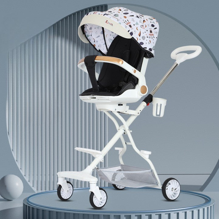 Cărucior sport 3in1, 6-36 luni , reversibil, pliabil, tăviță pentru masa, roti 360 si parasolar - Model Cosmos - Bej