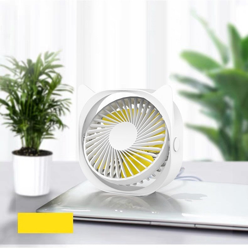 Mini Ventilator USB Maison Elise – Design Pisicuță, Super Silențios, Rotire 360°, Alb Compact