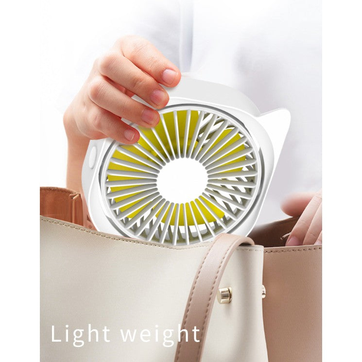 Mini Ventilator USB Maison Elise – Design Pisicuță, Super Silențios, Rotire 360°, Alb Compact