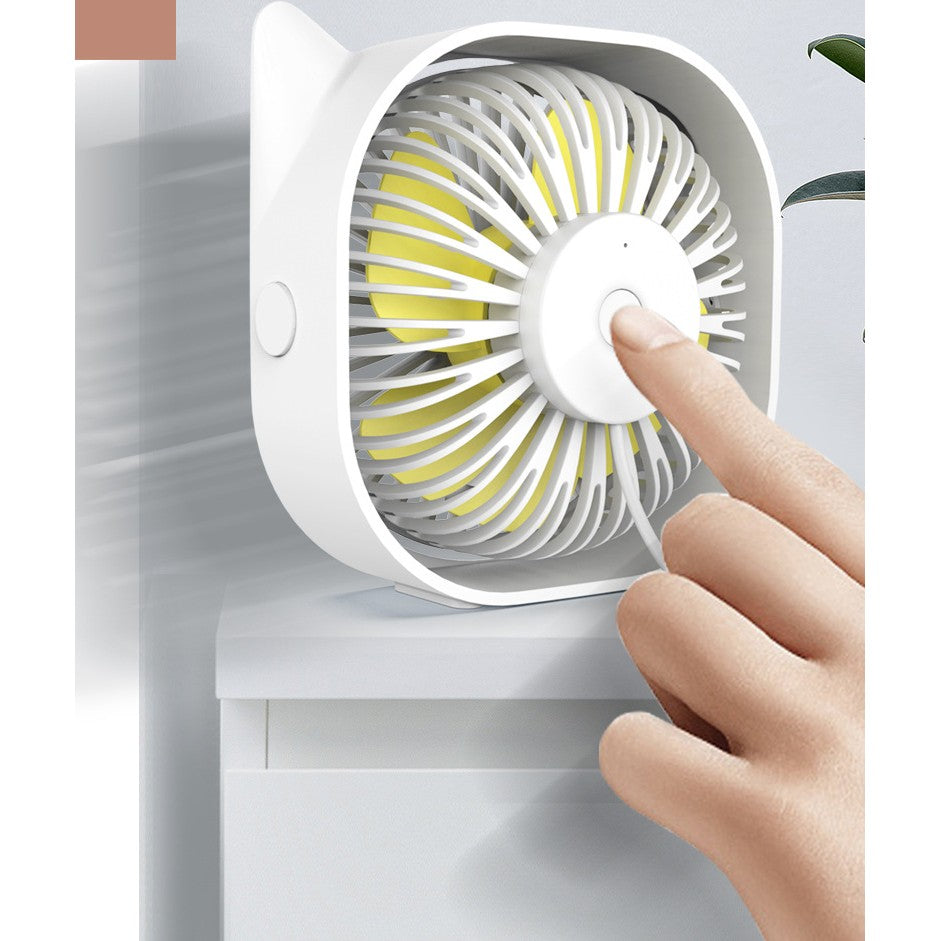 Mini Ventilator USB Maison Elise – Design Pisicuță, Super Silențios, Rotire 360°, Alb Compact