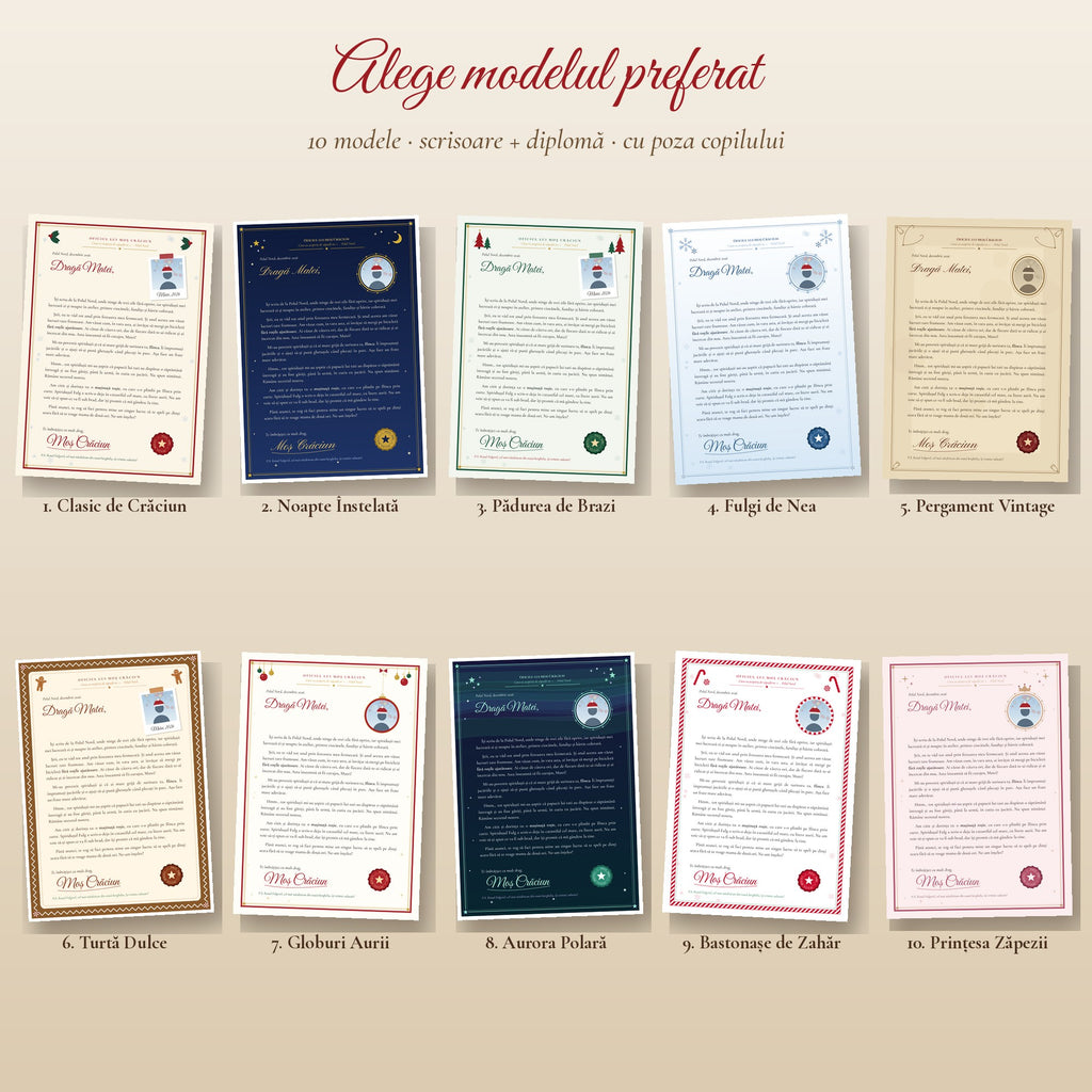Scrisoare Personalizată de la Moș Crăciun + Diplomă de Copil Cuminte, cu Poza Copilului