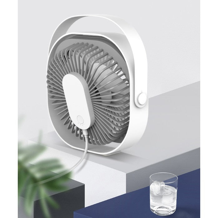 Mini Ventilator de Birou Maison Elise – USB, 3 Viteze, Rotire 360°, Design Pisicuță, 1500 mAh, Alb Elegant