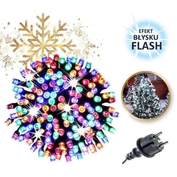 Instalație de Crăciun Liniara 24m, 300 LED, 8 jocuri de lumini, Multicolor