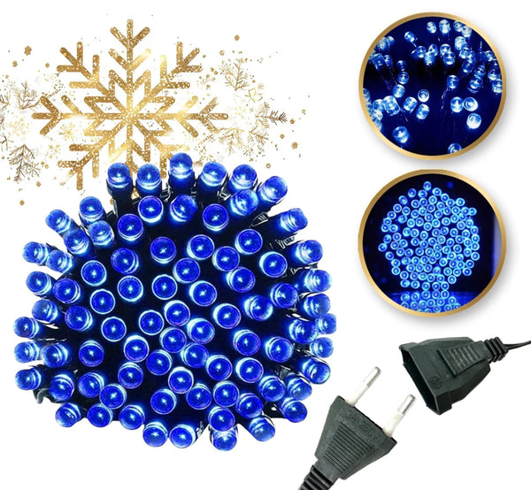 Instalație de Crăciun Liniara 16m, 200 LED , 8 jocuri de lumini, Lumina Albastra