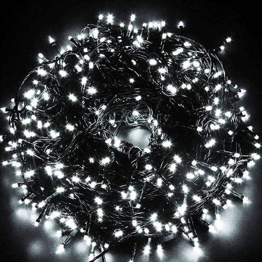 Instalație de Crăciun Liniara 16m, 200 LED , 8 jocuri de lumini, Led in 6 colțuri, Lumina Alb Rece