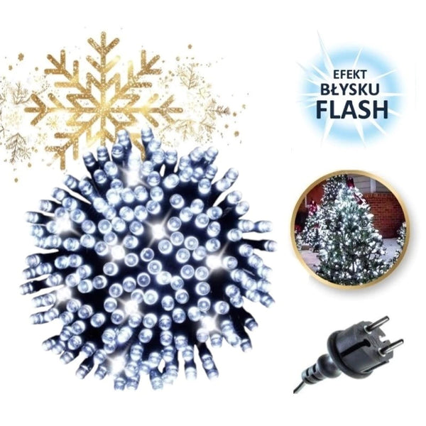 Instalație de Crăciun Liniara 23m, 300 LED, 8 jocuri de lumini , Lumina Alb Rece