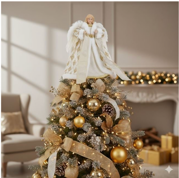 Figurina Iesle Inger din Polirasina cu Capa Alba & Aripi 30cm