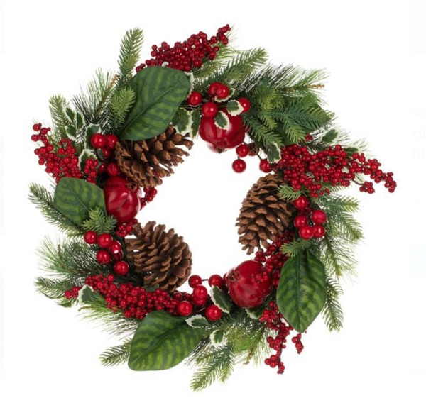 Coroniță Decorativa de Craciun cu Pomusoare Rodii Conuri 50cm