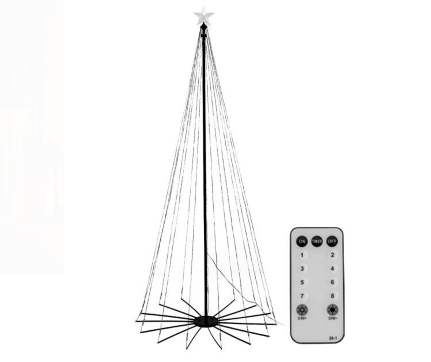 Brad de Craciun Conic cu 627 de Becuri LED Telecomanda & Program 210cm - Alb Cald