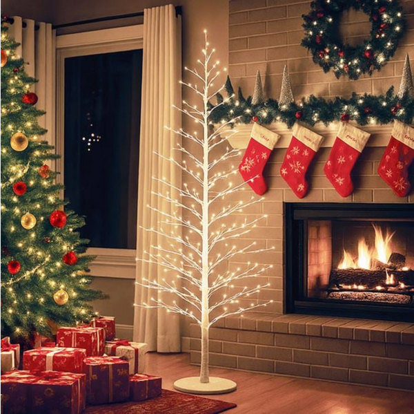 Brad Alb Artificial de Craciun cu 870 de LED-uri 1,8m - Alb Cald