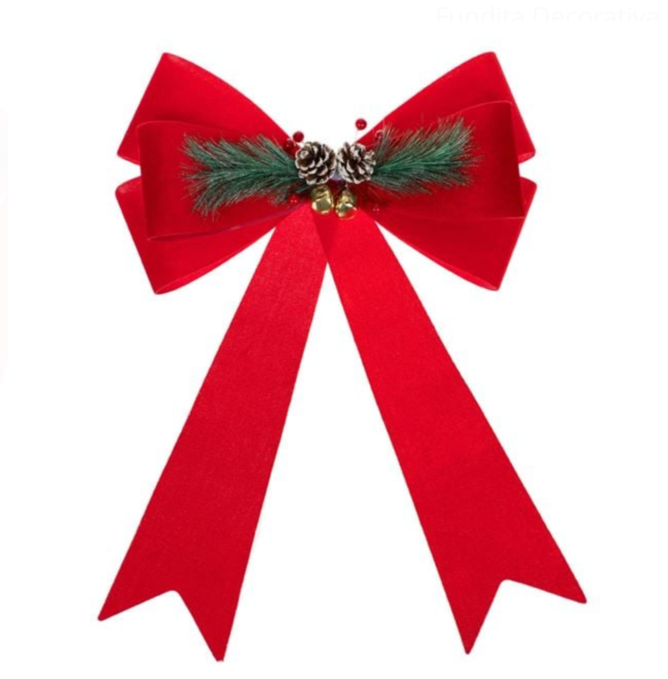 Fundita Decorativa Rosie Catifelata cu Clopotei & Pomusoare de Craciun 61cm