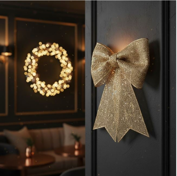 Funda Decorativa de Craciun Bej Glitter 43cm