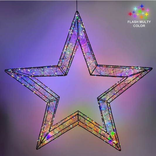 Stea Metalica Decorativa Flash 500 LED 36x6x36cm - Lumina Colorata