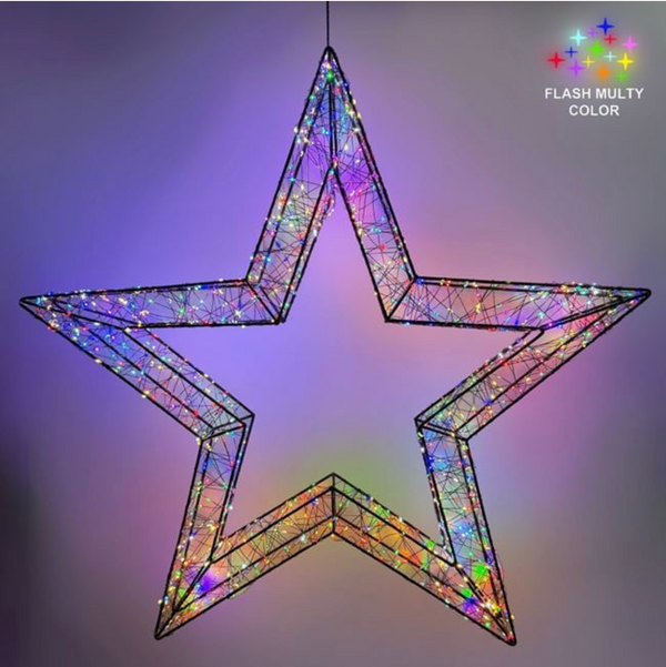 Stea Metalica Decorativa Flash 500 LED 36x6x36cm - Lumina Colorata