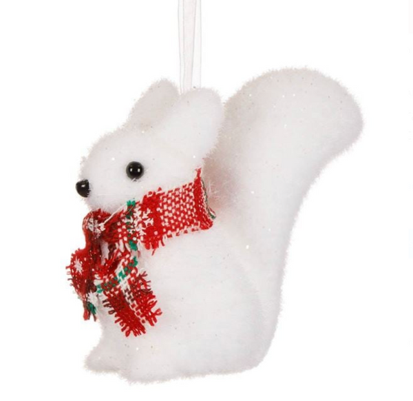 Ornament pentru Brad de Craciun din Spuma Veverita cu Fular 12cm
