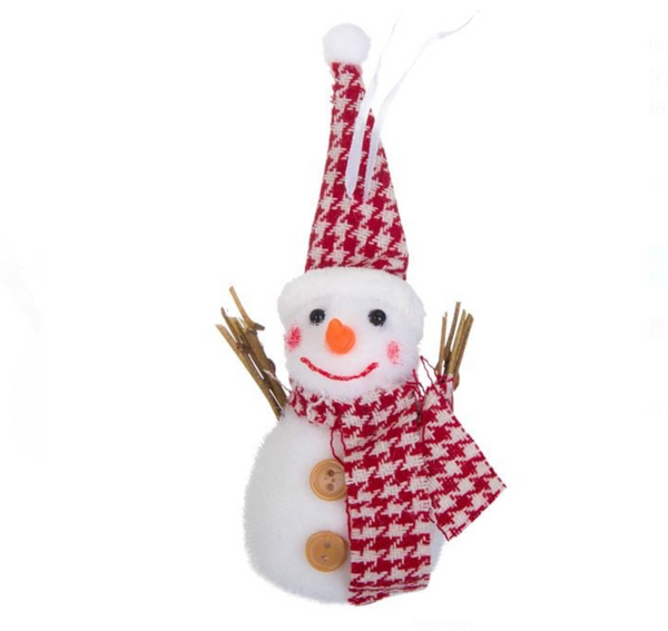 Ornament Brad de Craciun din Spuma Om de Zapada Alb cu Caciula Fular 9cm