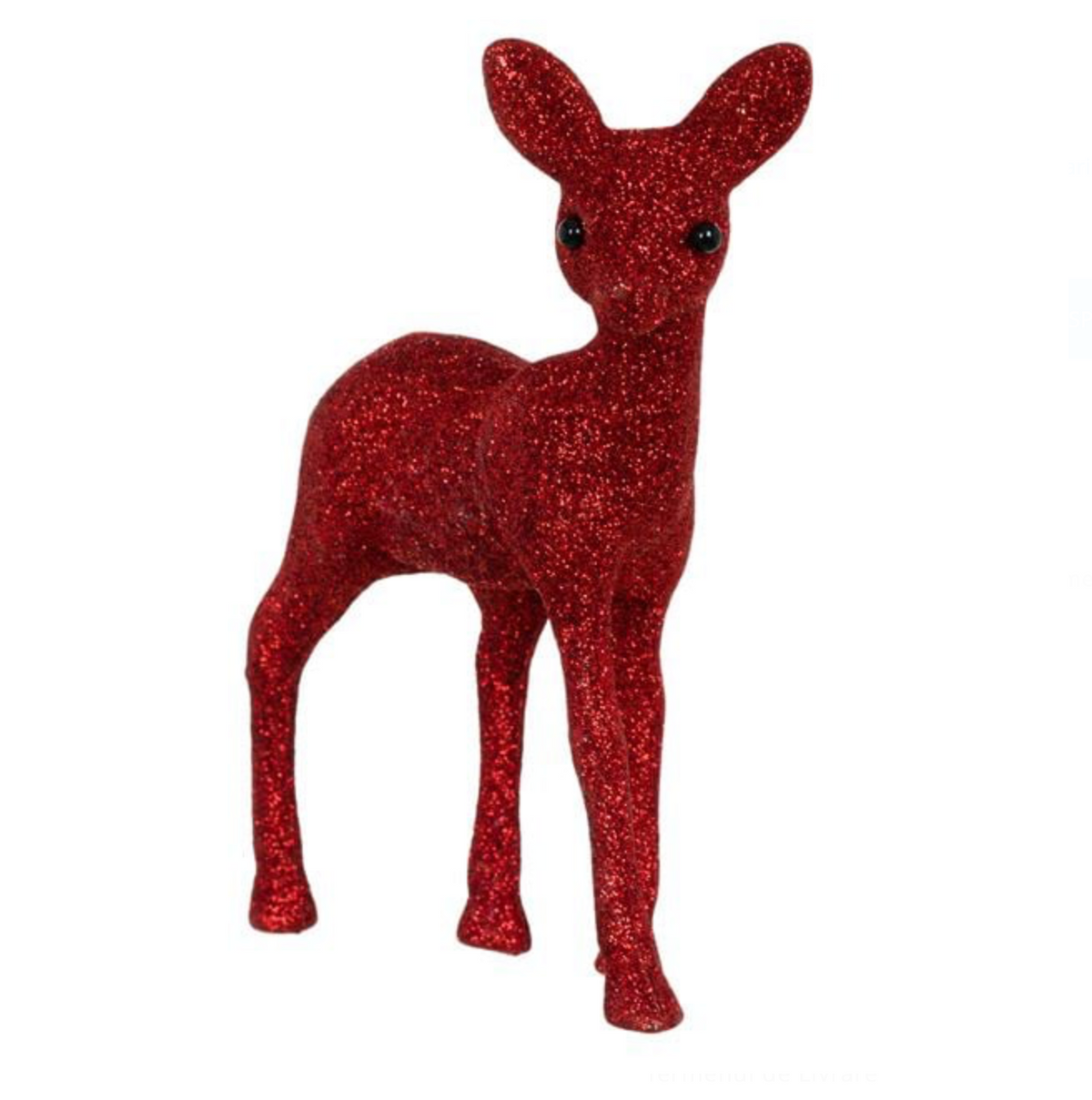 Figurina Decorativa de Craciun Ren Rosu Glitter 16cm