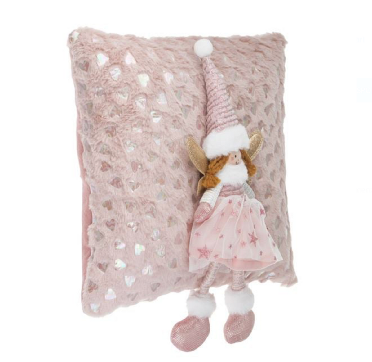 Perna Decorativa de Craciun Roz cu Ingeras 3D 35x35cm