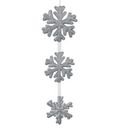 Decoratiune de Craciun Suspendata 3 Fulgi Albi Argintii cu Glitter 63cm
