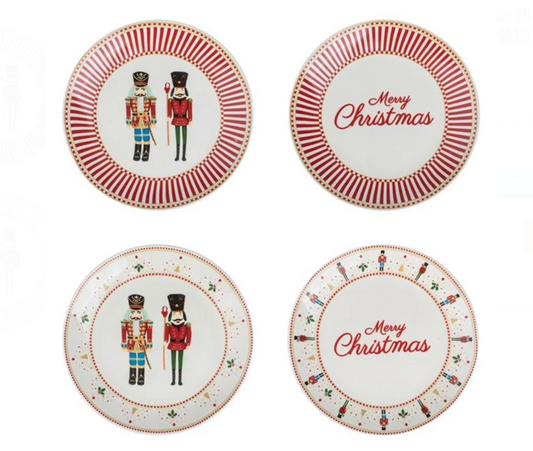 Set Farfurii de Craciun din Portelan cu Model Spargatorul de Nuci Ø19cm - 4buc