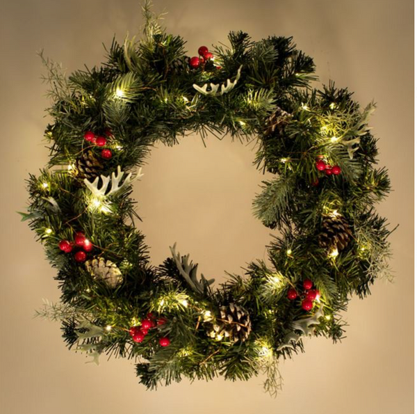 Coronita Decorativa de Craciun Verde cu LED Conuri Pomusoare Ø50cm