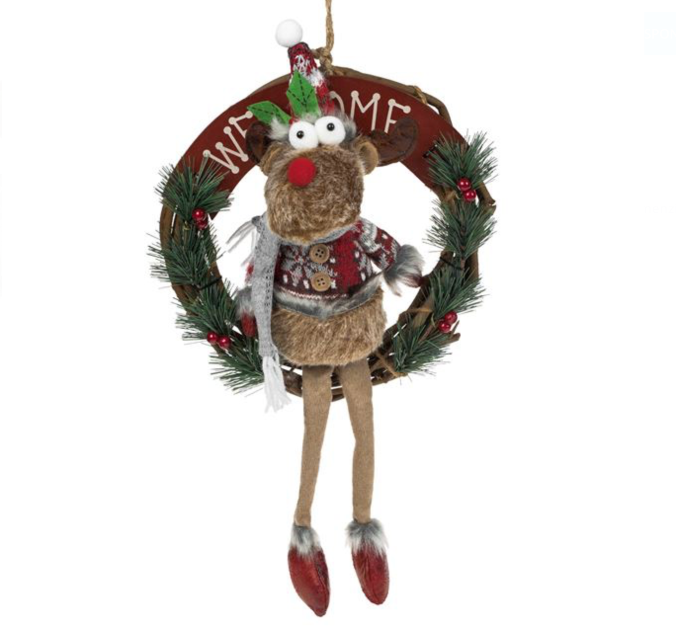 Decoratiune de Craciun din Lemn Coroana Cerb Gri 30cm