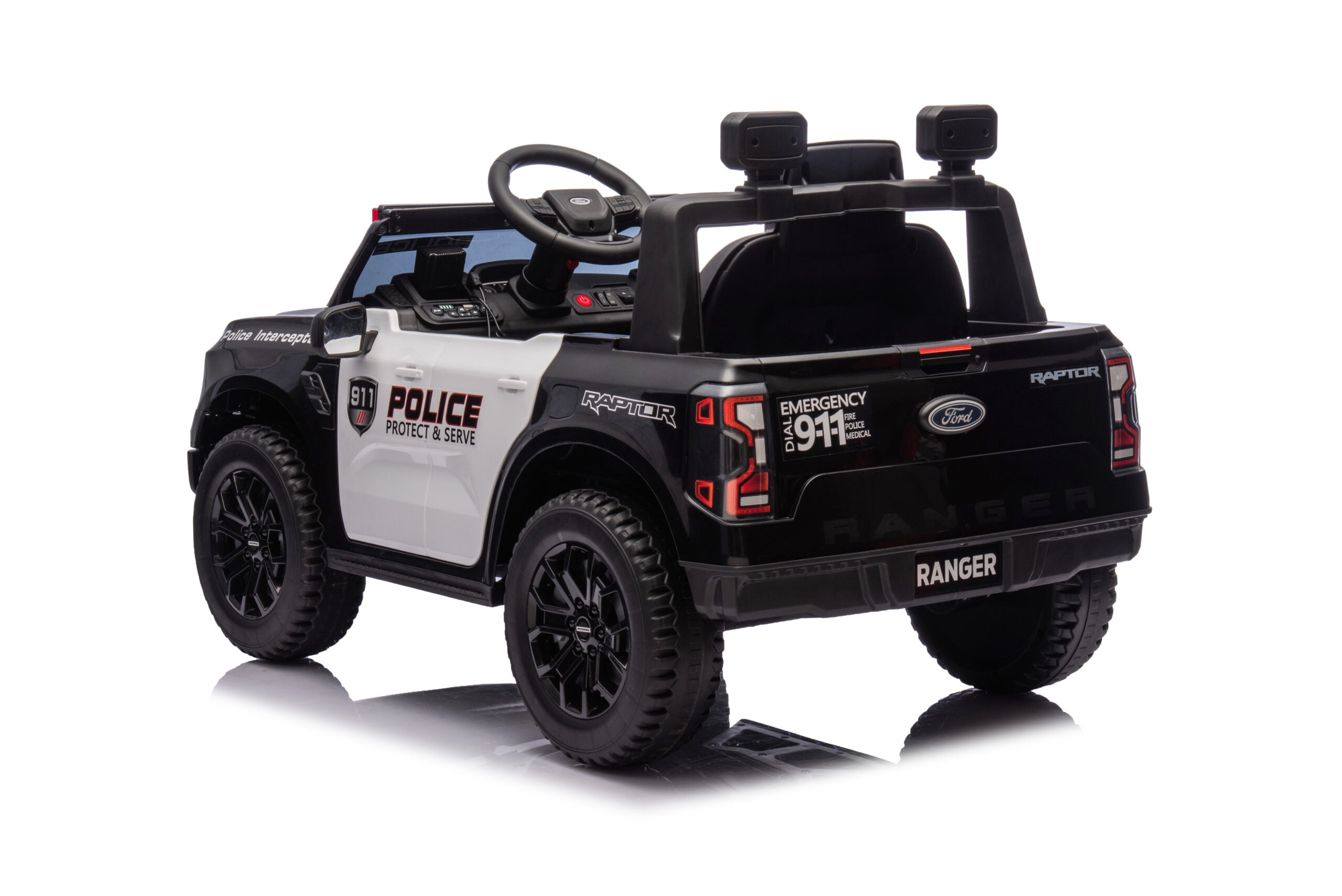Masinuta Electrica pentru copii Ride-On, Ford Ranger Politie, Baterie Li-ION, Scaun de piele, 2-7 ani