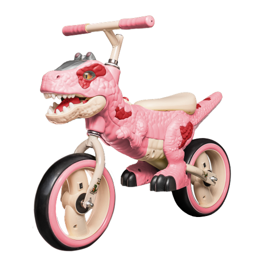 Bicicleta de echilibru pentru copii, model dinozaur, muzica, varsta 2-6 ani, roz