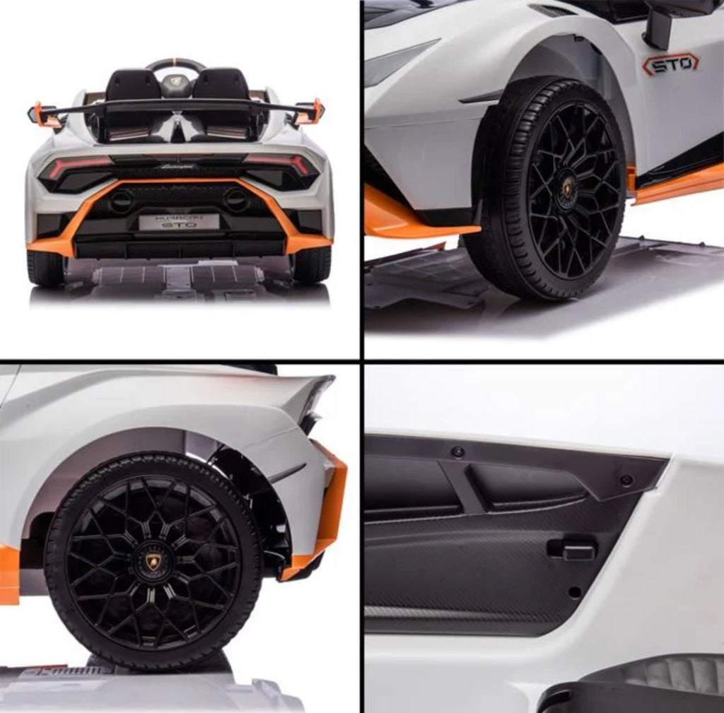 Masinuta Electrica 12V Lamborghini STO -Alba cu Telecomanda , recomandat pentru copii 3-8 ani