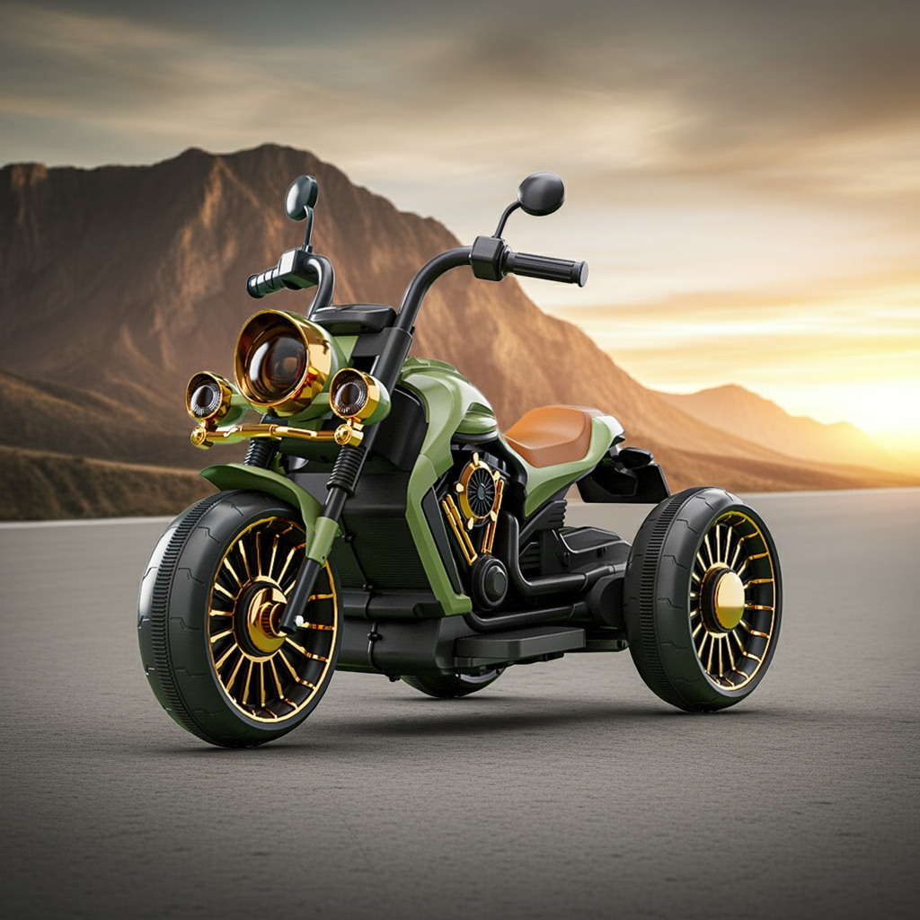 Motocicleta electrica cu acumulator, bluetooth, sistem anti-rasturnare, sistem de lumini si sunet, 1-7 ani, 93 x 48 x 63 cm, verde