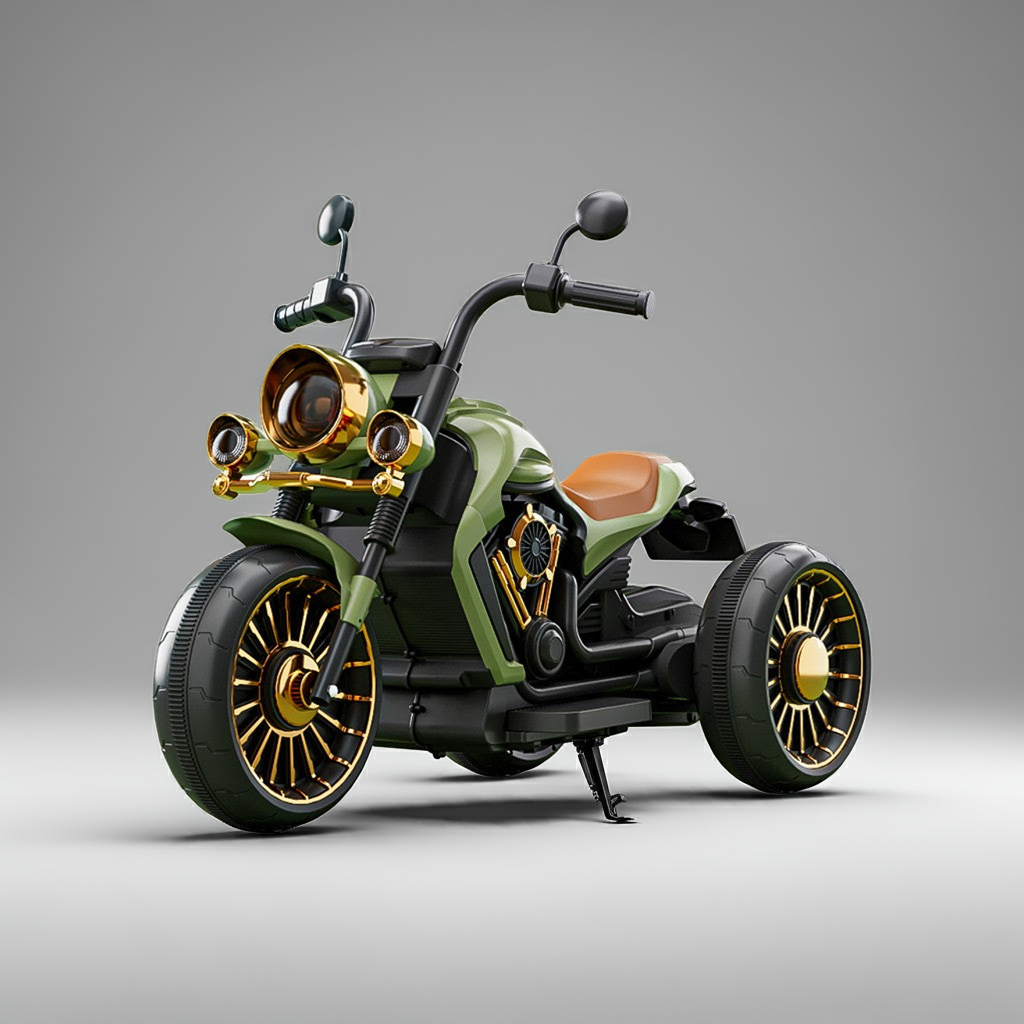 Motocicleta electrica cu acumulator, bluetooth, sistem anti-rasturnare, sistem de lumini si sunet, 1-7 ani, 93 x 48 x 63 cm, verde