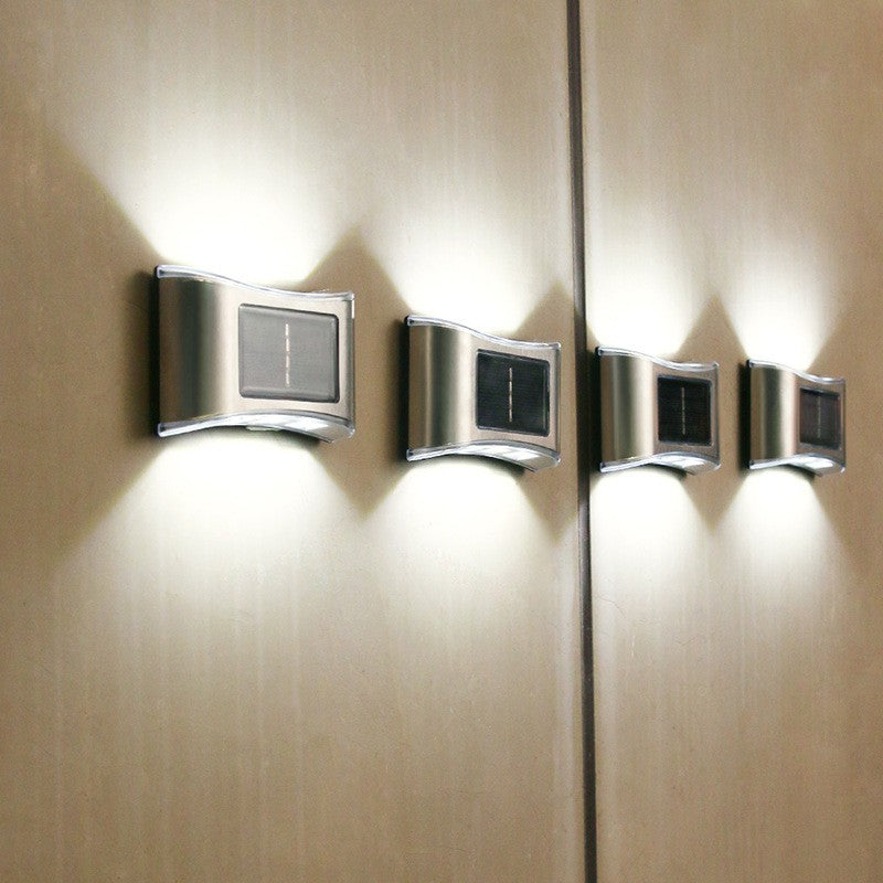 Aplica solara LED, REzistenta la apa Ip65,  LED uri , pentru perete , trepte , borduri, terasa ,Lumina Alb Rece, Gri
