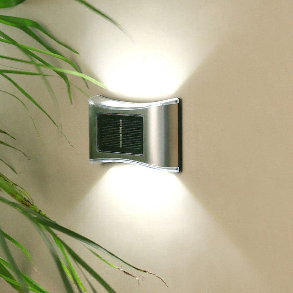 Aplica solara LED, REzistenta la apa Ip65,  LED uri , pentru perete , trepte , borduri, terasa ,Lumina Alb Rece, Gri