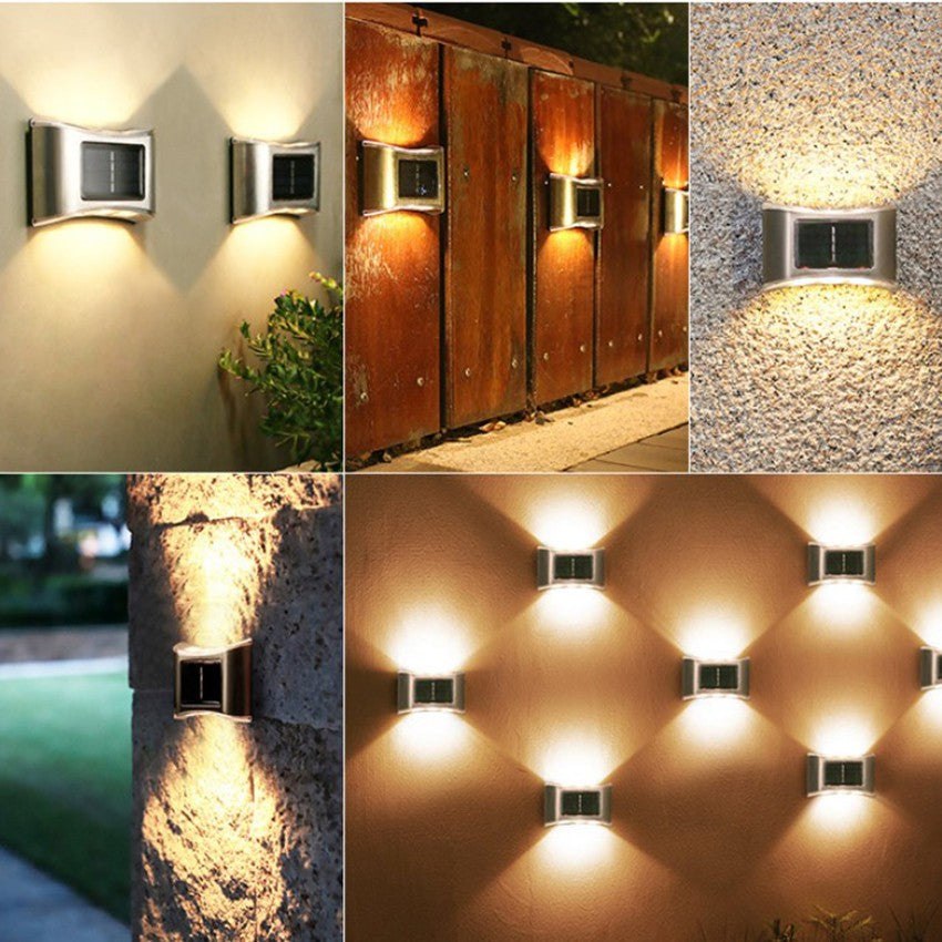 Aplica solara LED, REzistenta la apa Ip65,  LED uri , pentru perete , trepte , borduri, terasa ,Lumina Alb Cald, Gri