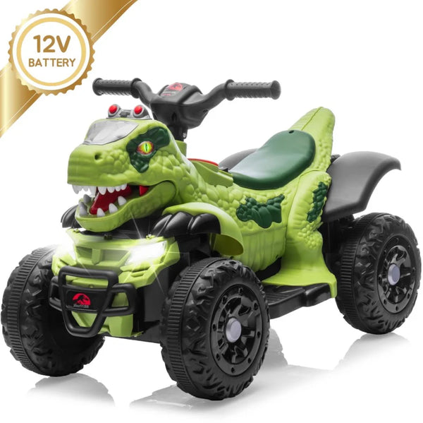 Masina pentru copii, stil ATV, model dinozaur, muzica, bluetooth, varsta 1-6 ani, verde