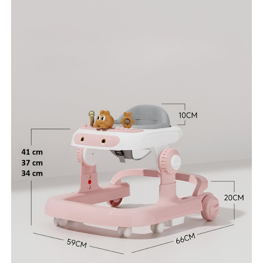 Premergator multifuncțional Baby Space Rabbit, Inaltime ajustabila, tavita, muzica si lumini, Roz