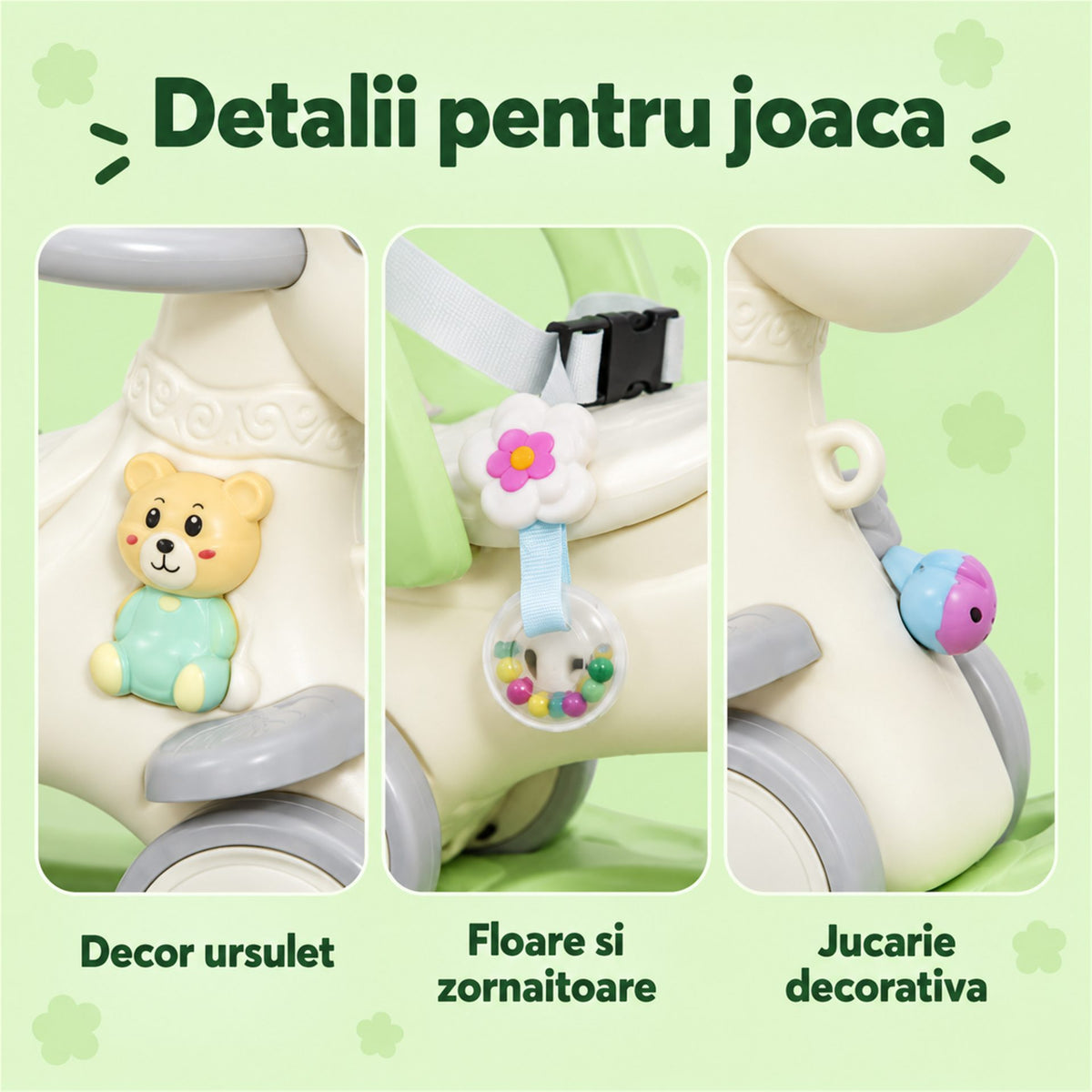 Balansoar verde cu mâner parental
