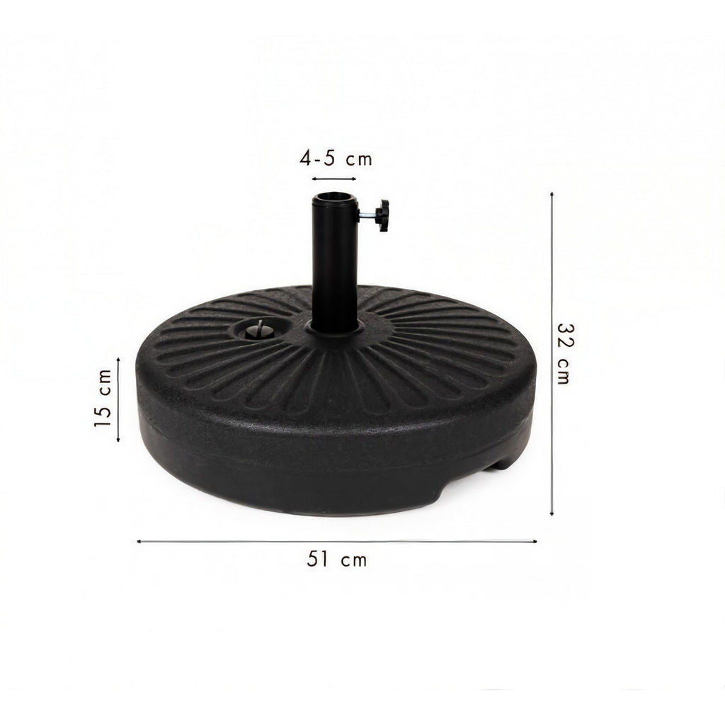Baza umbrela din plastic , rotunda , 22 litri neagră
