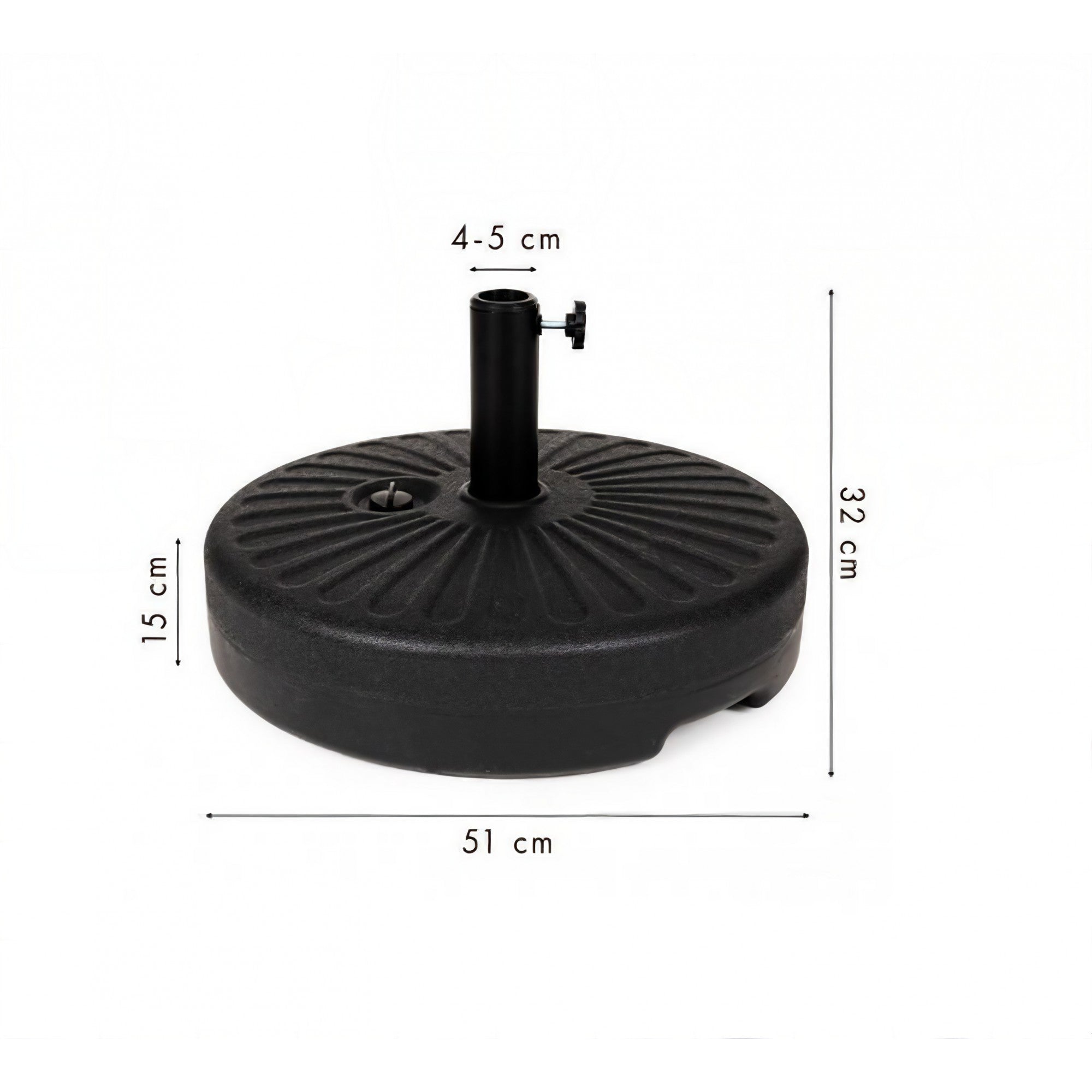 Baza umbrela din plastic , rotunda , 22 litri neagră