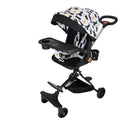 Cărucior sport 3in1, 6-36 luni , reversibil, pliabil, tăviță pentru masa, roti 360 si parasolar-Model Pisicute-Negru