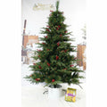 Brad artificial cu ace 3D, decorat cu conuri de pin 120 cm, suport metalic inclus